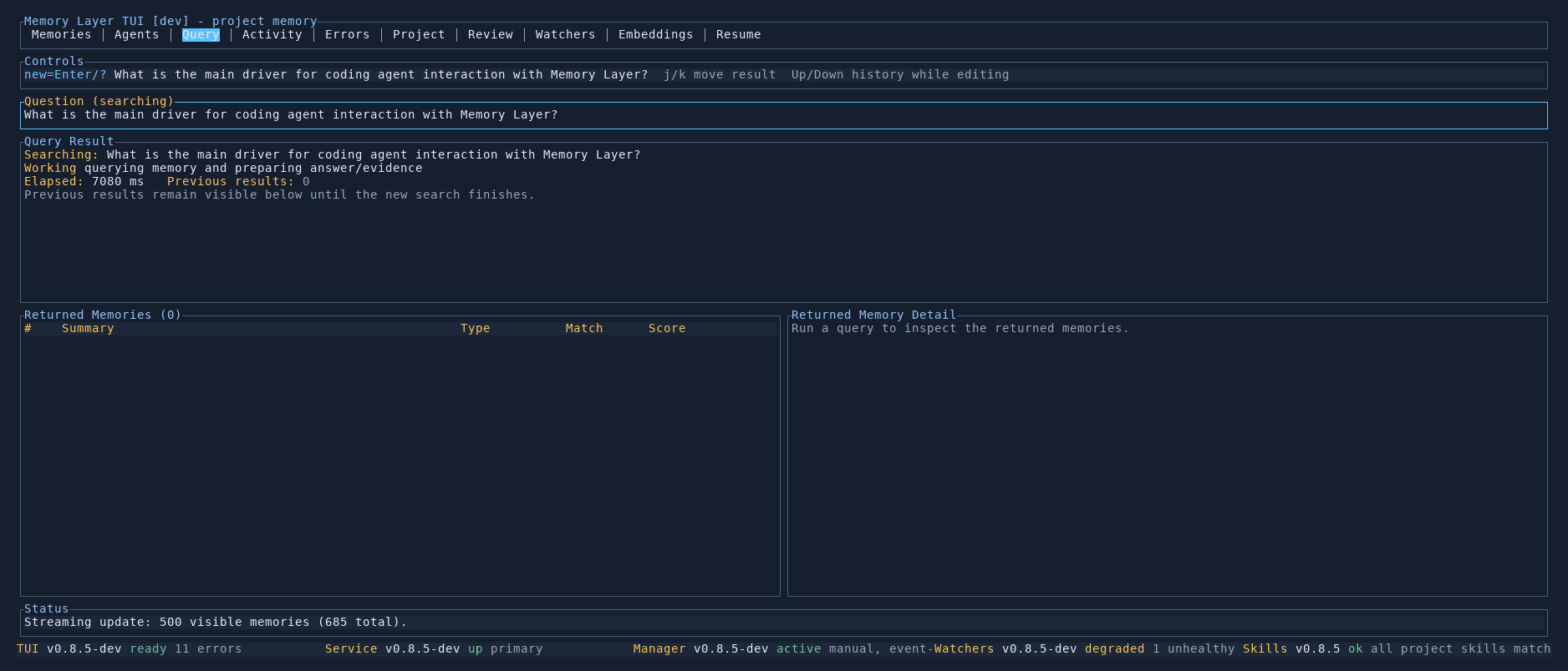 Memory Layer cited query answer