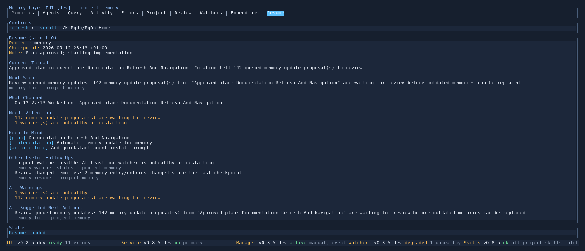 Resume tab